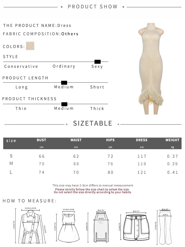 Nibber Knit See Through Women Dress Irregular Backless Sleeveless Halter Sexy Tassel Hem Clubwear Stretch Hipster Party Vestidos Aviola