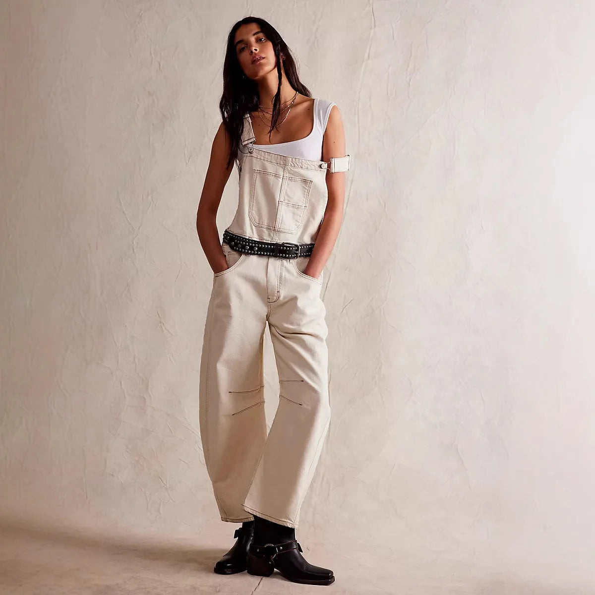 Jeans Women Denim Cargo Pants Wide Leg Long Pant Jumpsuit Y2k Streetwear Button Pocket Casual Straight Trousers Overalls Aviola