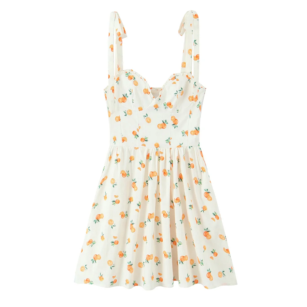 BM&MD&ZA2025fruit print suspender skirt loose simple casual versatile daily dress summer new women's clothing Aviola