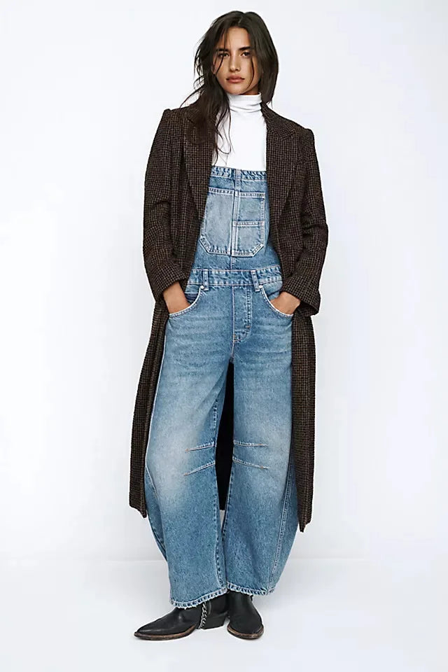 Jeans Women Denim Cargo Pants Wide Leg Long Pant Jumpsuit Y2k Streetwear Button Pocket Casual Straight Trousers Overalls Aviola