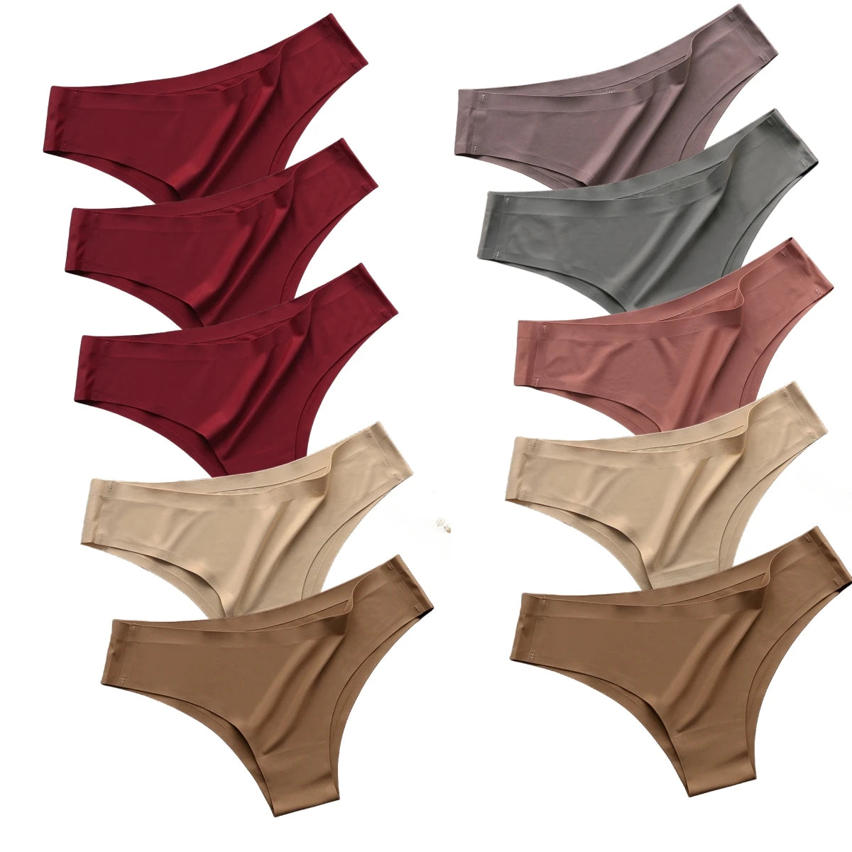 10Pcs/Set Seamless Panties Women Ice Silk Underwear Sexy Sports Briefs Low Waist Panties Female Soft Ultra-thin Lingerie Aviola