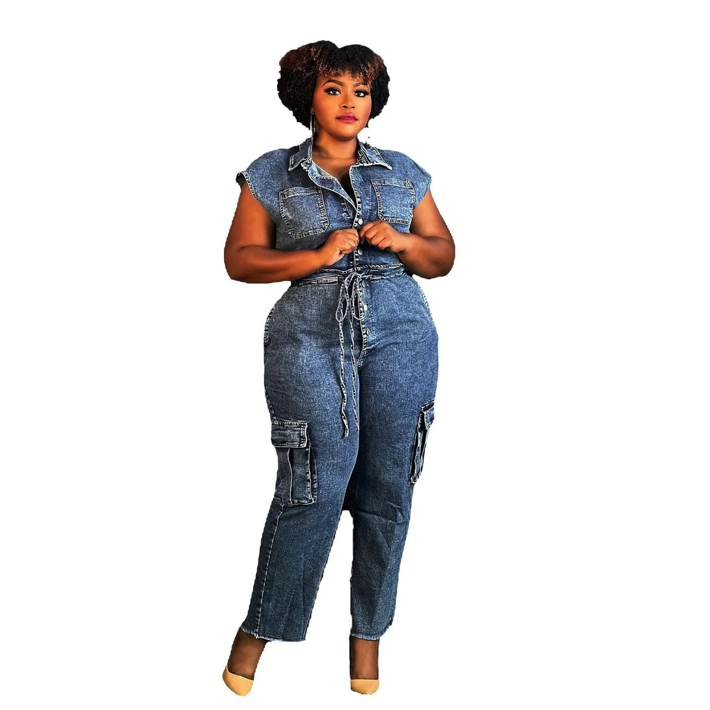 Demin Overalls Women Slim Fit Jumpsuits Sleeveless One Piece Long Pants Mom Jeans High Waist Y2k Club Party Casual Rompers Aviola