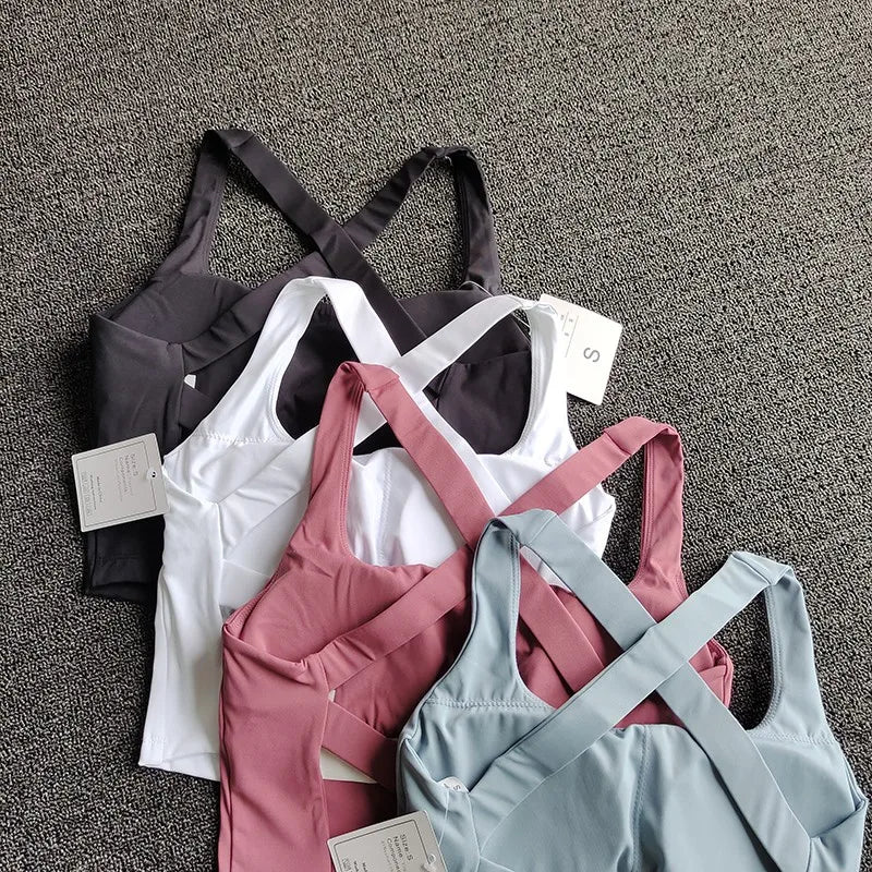 Women Top Cross Strap Sports Bra Push Up Sport Bra Yoga Crop Top Brassiere Yoga Fitness Top Breathable Beauty Back Gym Bras Aviola