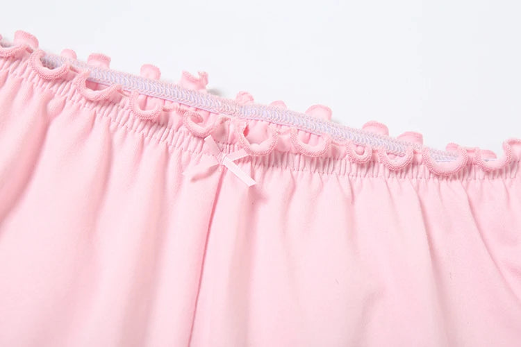 Nibber Classic Ruffles 2 Piece Set Women Tracksuit Casual Simple Summer Crop Tops+Pants Matching Street Solid Stretch Outfits Aviola