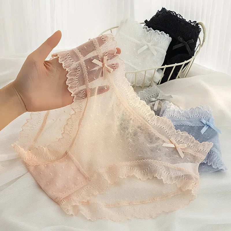2024 Women Sexy Lace Summer Thin Breathable Underwear Panty Girls Hollow Out Comfort Briefs Low Waist Seamless Underpants Female Aviola