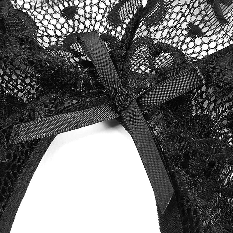 Porno Crotchless Underwear For Women Lace Cutout Transparent Teddy Erotic Costumes Sexy Lingerie Deep V Open Bra Baby Doll Dress Aviola