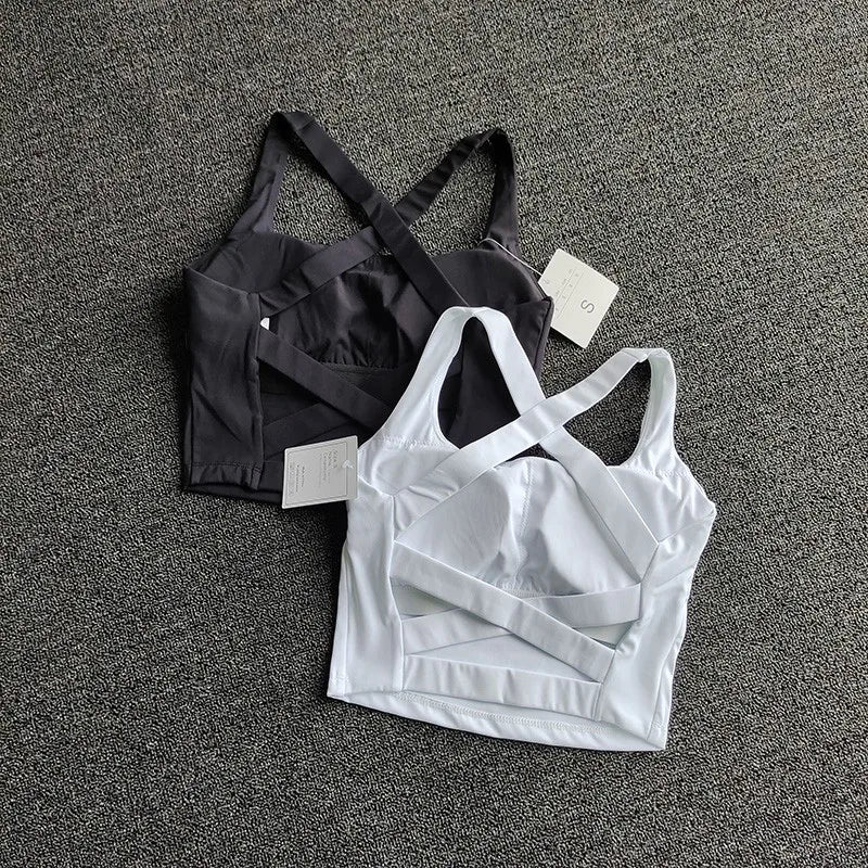 Women Top Cross Strap Sports Bra Push Up Sport Bra Yoga Crop Top Brassiere Yoga Fitness Top Breathable Beauty Back Gym Bras Aviola