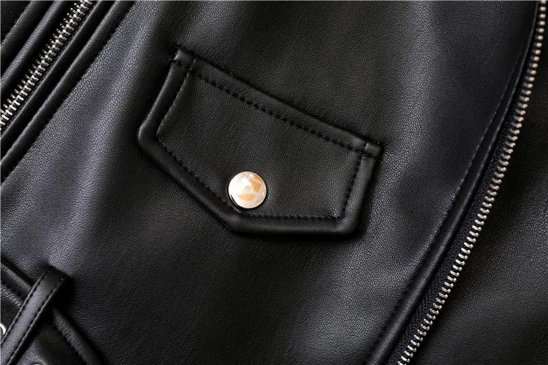 2025 New Spring Autumn Women Blue Faux Leather Jacket Ladies Solid With Belt Zipper Biker Coat Female Casual Outwear Veste Femme Aviola