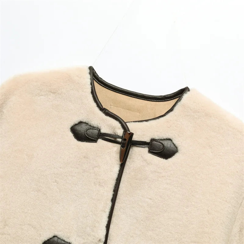 RARF New women's clothing 2025 new autumn/winter European and American style knot fastening faux fur effect coat coat Aviola