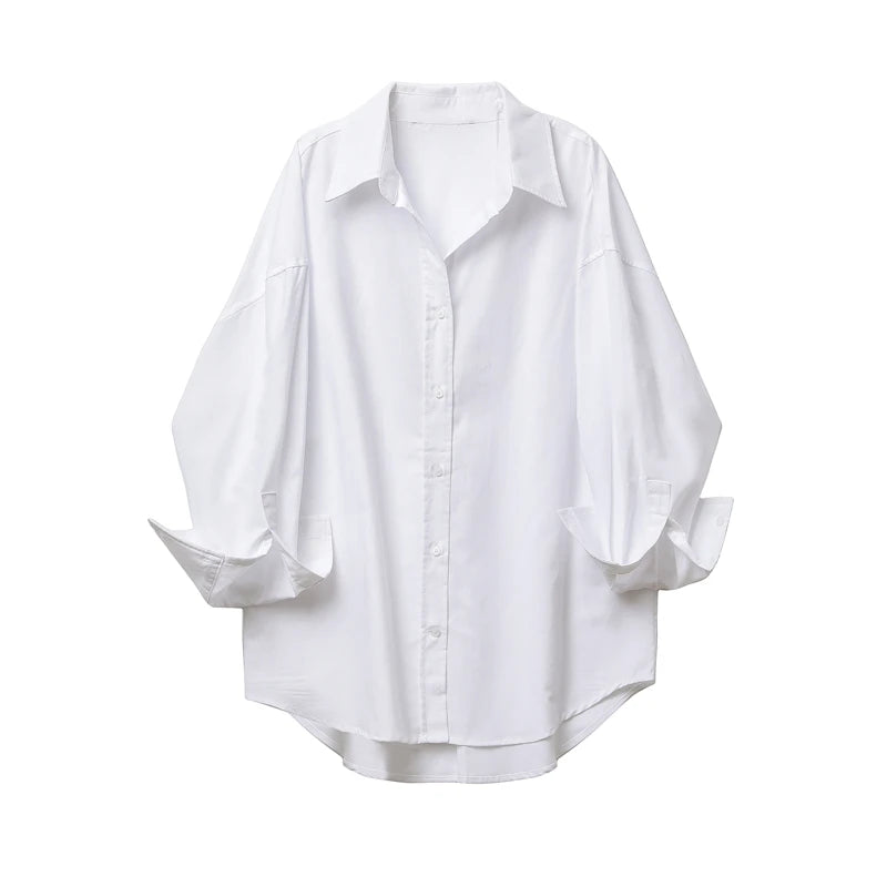 RARF 2024 New women's lapel loose Oxford long sleeve shirt, elegant blouse, vintage style, suitable for the office, fall Aviola
