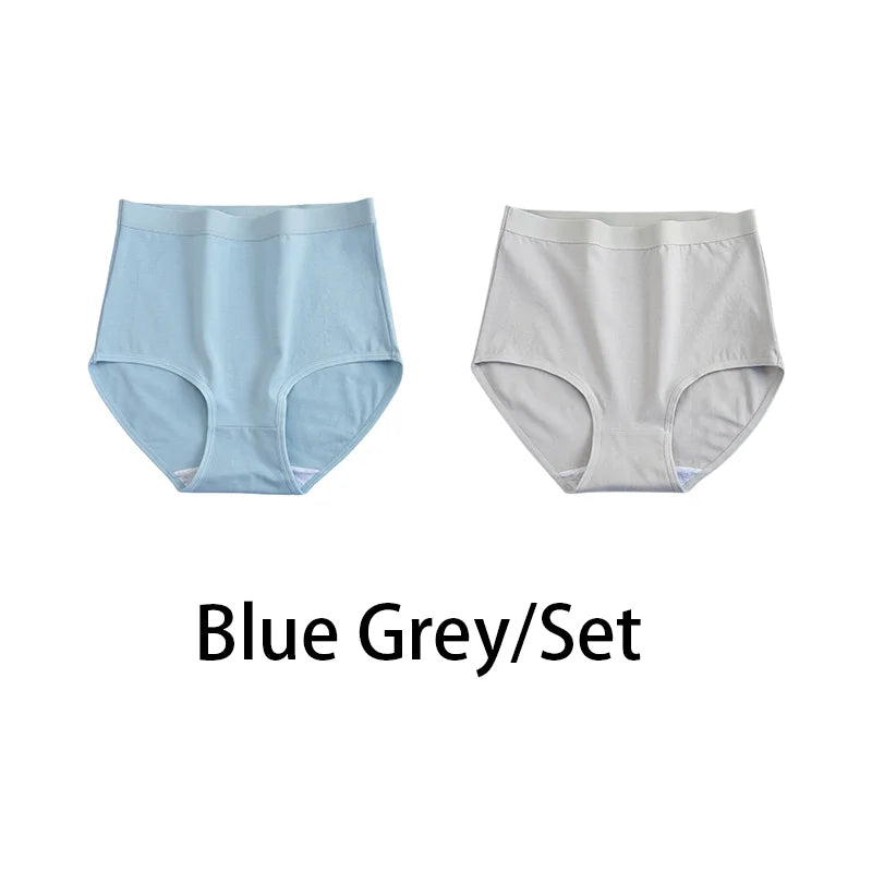 2PCS/Set Women Plus SizeCotton Panties Comfort Underwear 6 Colors Sexy Female High Waist Briefs Lingerie Aviola