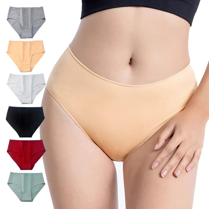10Pcs/Set Cotton Panties Women Comfort Briefs Female High Waist Underwear Underpants Solid Color Intimates M-2XL Aviola
