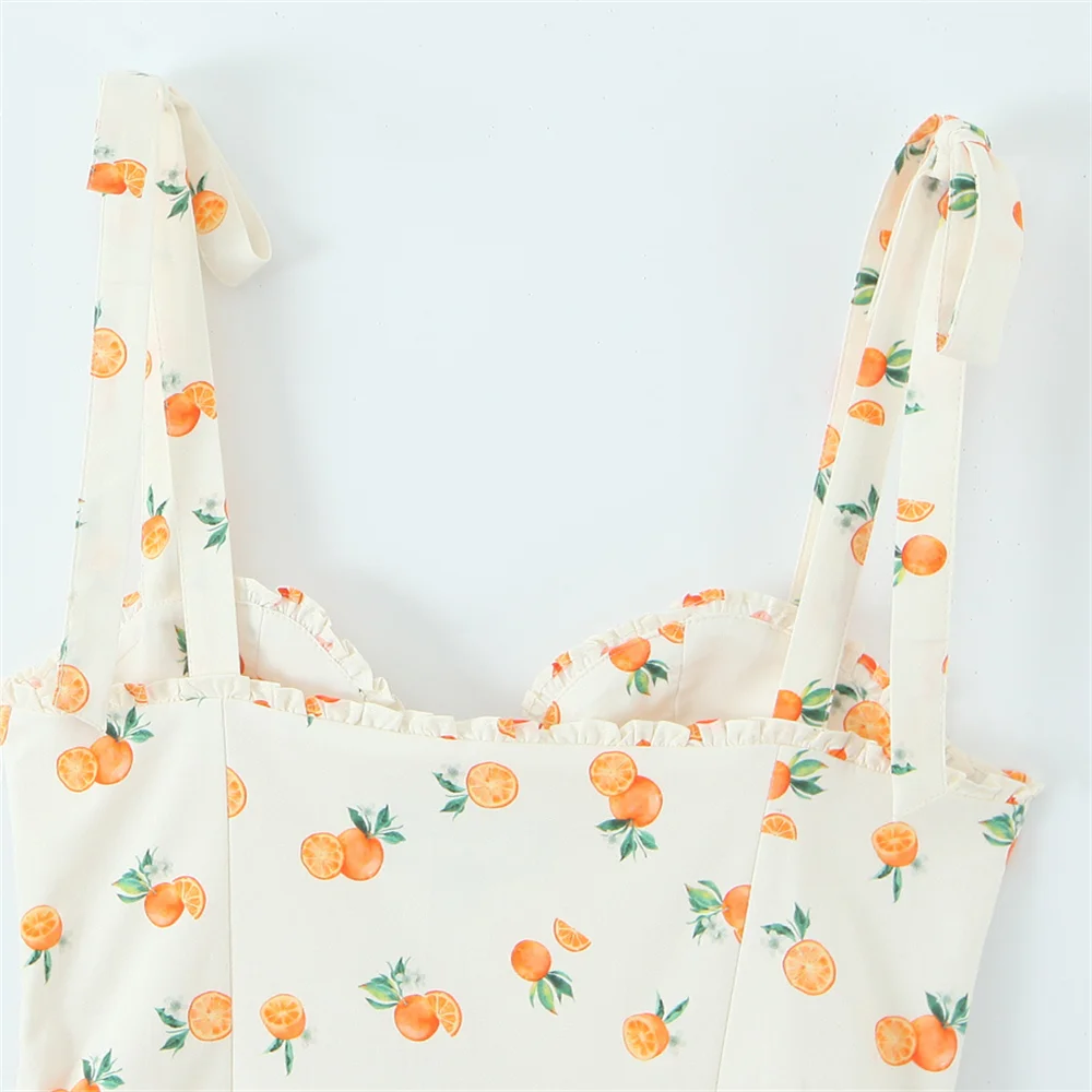 BM&MD&ZA2025fruit print suspender skirt loose simple casual versatile daily dress summer new women's clothing Aviola
