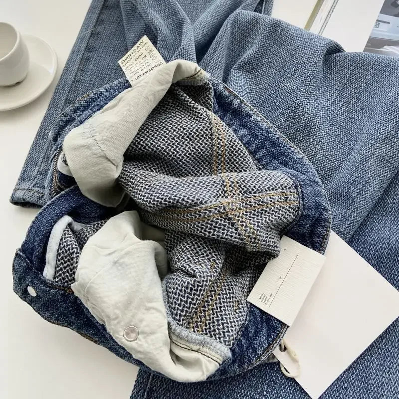Jeans Women Wide Leg Pants Denim High Waist Zipper Fly Vintage Pockets Button Floor Length Trousers Straight Casual Denims Aviola