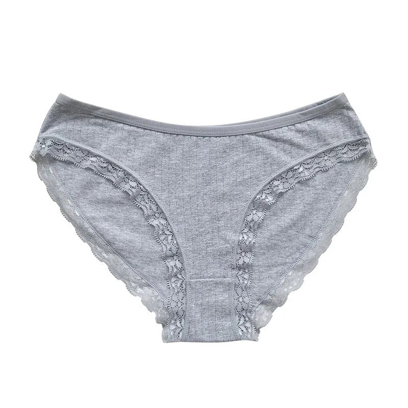 5Pcs/Set Cotton Panties Women Lace Trim Briefs Female Underpants Solid Color Panty Seamless Underwear M-XL Panties Lingerie Aviola