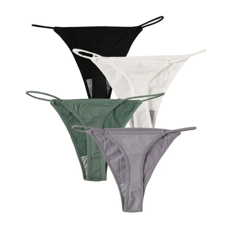 4Pcs/Set Women G-String Seamless Panties Underwear Sexy Lingerie Low Rise Thongs Female G-String High Cut Pantys Aviola