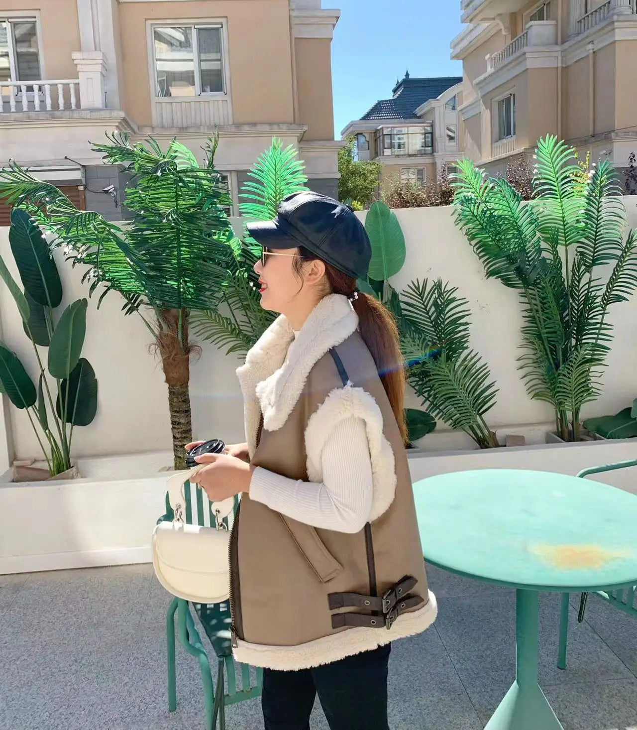 RARF 2024 autumn winter new ladies warm fur integrated sleeveless fleece stitching coat vest jacket Aviola