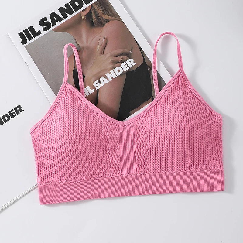 Women Bra Low Waist Briefs Set Seamless Sports Bras Non-wire Bralette Sexy Lingerie Set Female Comfort Ribbed Underwear Set Aviola