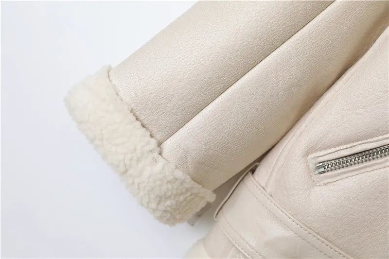 RARF The new  women's jacket with extra thick warm and extra thick lamb feather rider jacket with artificial fur Aviola