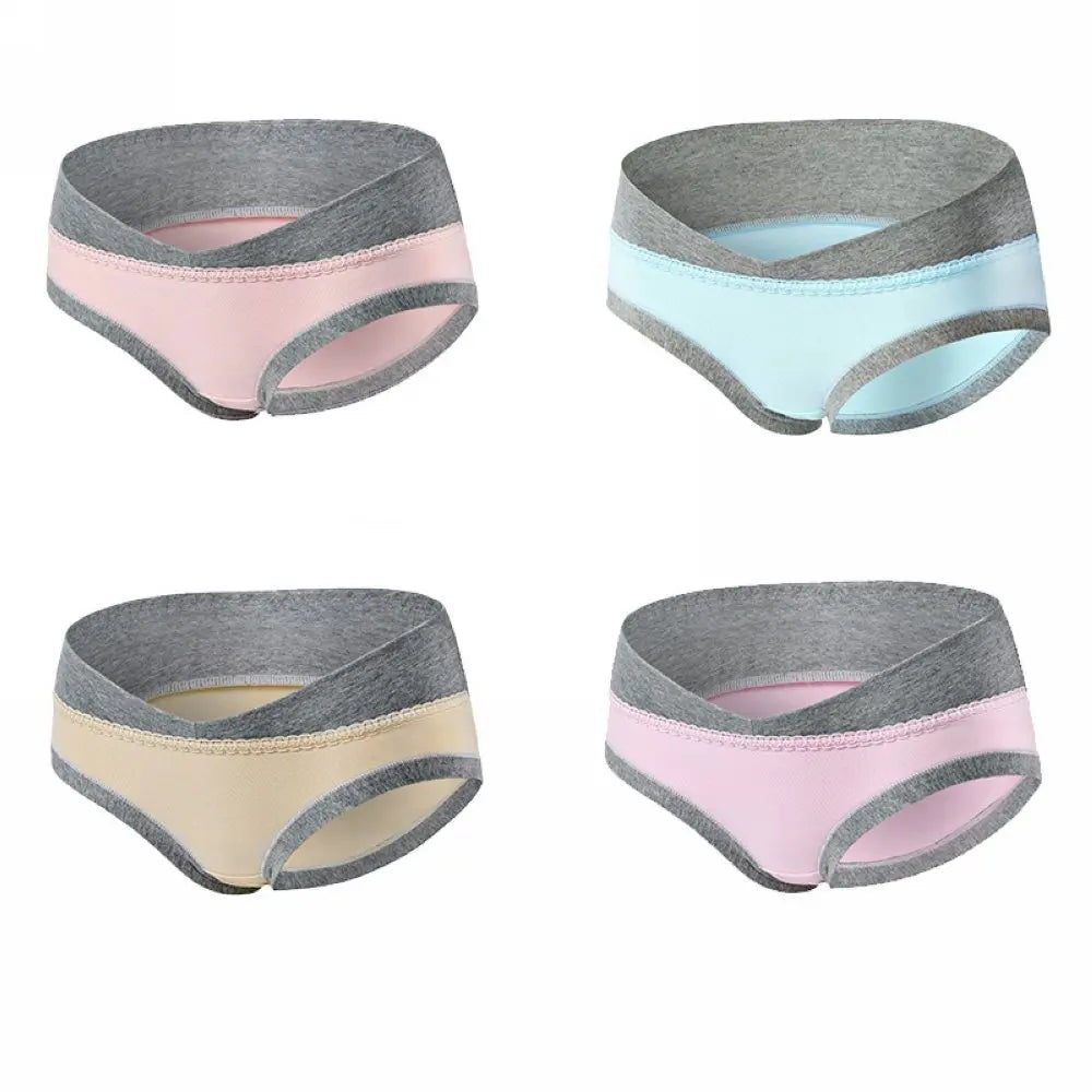 4PCS/Set V-Shape Low Waist Stitching Color Stylish Soft Comfortable Seamless Underpants Set for Pregnant Women Aviola