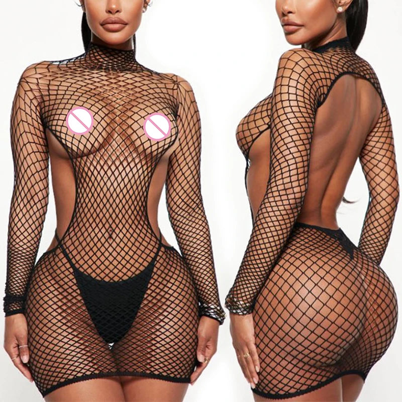 Hot Sexy Halter Backless Underwear Women Mesh Floral Print Bra Set Elastic Fishnet Crotchless Bodystocking Erotic Lingerie Sets Aviola