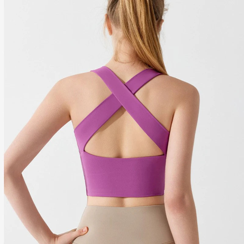 Women Cross Strap Sports Bra Top High impact Push Up Running Bras Sport Bra Yoga Gym Crop Top Brassiere Fitness Top Sport Bra Aviola