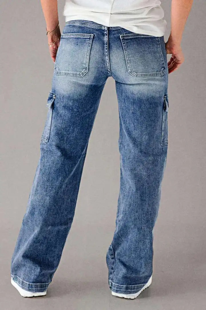 Denim Cargo Pant Women Jeans Long Pants Casual Loose High Waist Straight Trousers Y2k Streetwear Elegant Punk Mom Work 2025 Aviola
