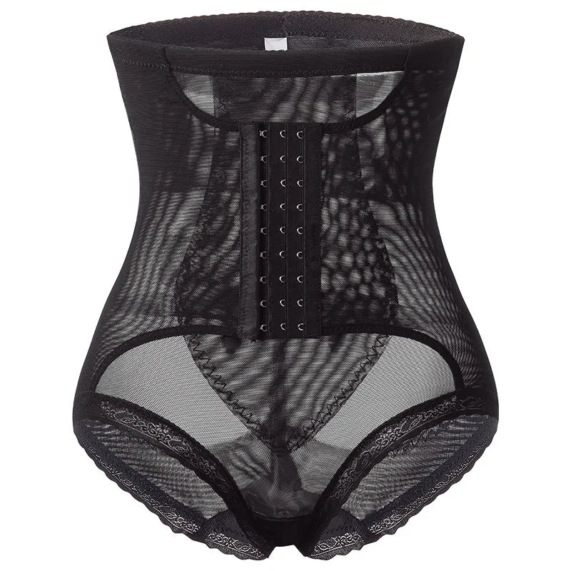 Women’s Waist Control Shapewear Panty with 3-Row Hooks Double Tummy Compression Mesh Butt Lifter High Waist Slimming Body Shaper Aviola