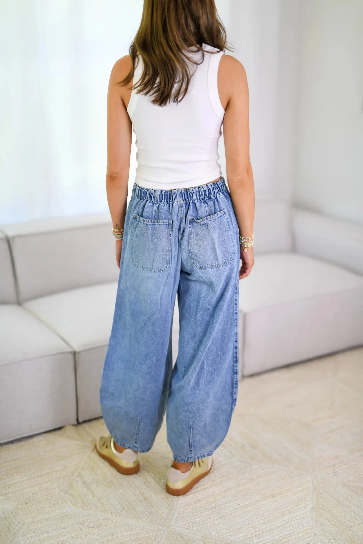 Jeans Denim Pant Women Long Pants Lace Up High Elastic Waist Mom Jeans Straight Trousers Y2k Splice Elegant Streetwear Spring Aviola