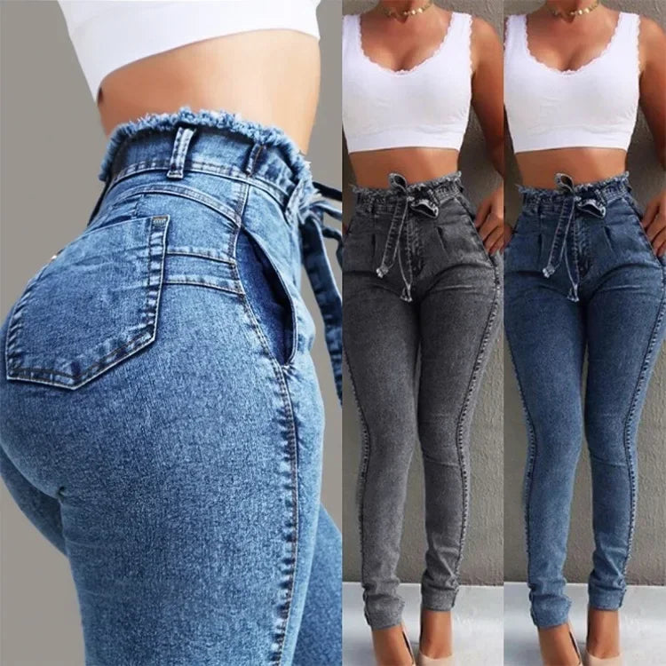 Women High Waist Denim Pants Plus Size Sexy Stretchy Slim Elastic Hips Pants Pencil Pants Trouser Plus Size Sexy Mom Jeans 2025 Aviola