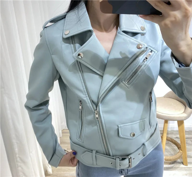 RARF Spring and Autumn 2024 The new belt detachable epaulet motorcycle jacket leather jacket Aviola