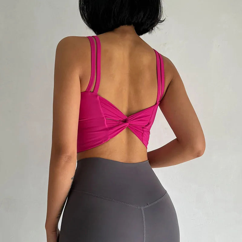 Women's Sports Bras Fitness Top, Sexy Lingerie, Push Up Fixed Pad, Yoga Bra, Back knotted Underwear, Running Vest, Gym Tops Aviola