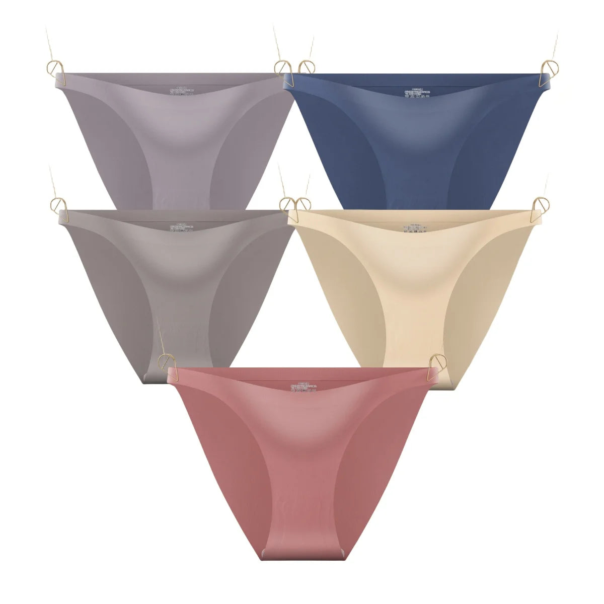 5Pcs/Set Seamless Briefs Ice Silk Panties Women Sexy Underwear Low Waist Underpants Female Solid Color Ultra-thin Lingerie Aviola