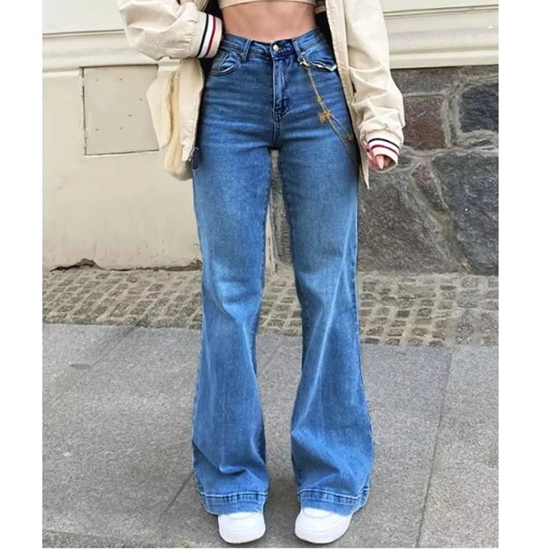 Jeans Women Straight Pants 2025 Streetwear Mid Waist Distressed Washed Mom Jenas Floor Length Vintage Basics Trousers Denim Aviola