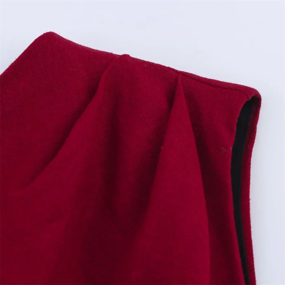BM&MD&ZA2025French simple pleated oblique shoulder asymmetrical collar slim dress summer new women's clothing Aviola