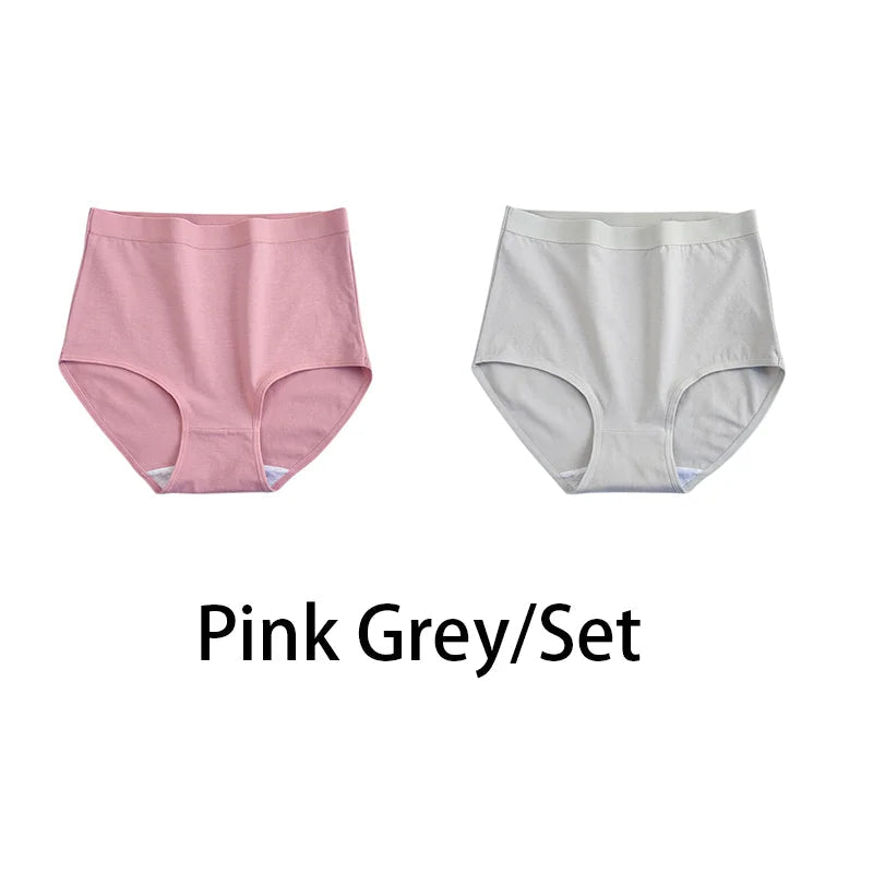 2PCS/Set Women Plus SizeCotton Panties Comfort Underwear 6 Colors Sexy Female High Waist Briefs Lingerie Aviola