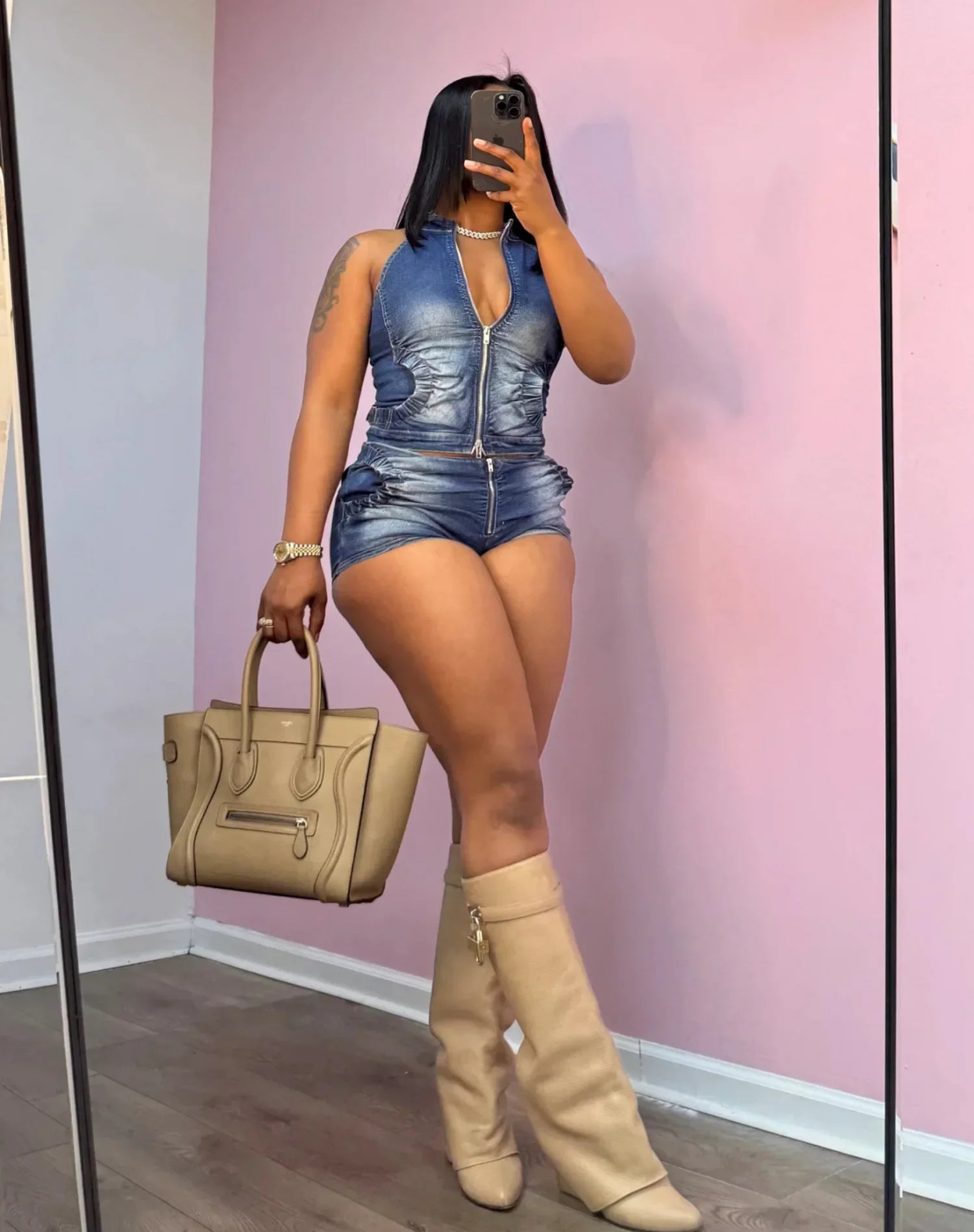 Denim Shorts Women Suit 2 Piece Sets Sexy Vest Top Sleeveless Matching Sets Zipper Fly Jeans Short Pants Outfits Streetwear 2025 Aviola