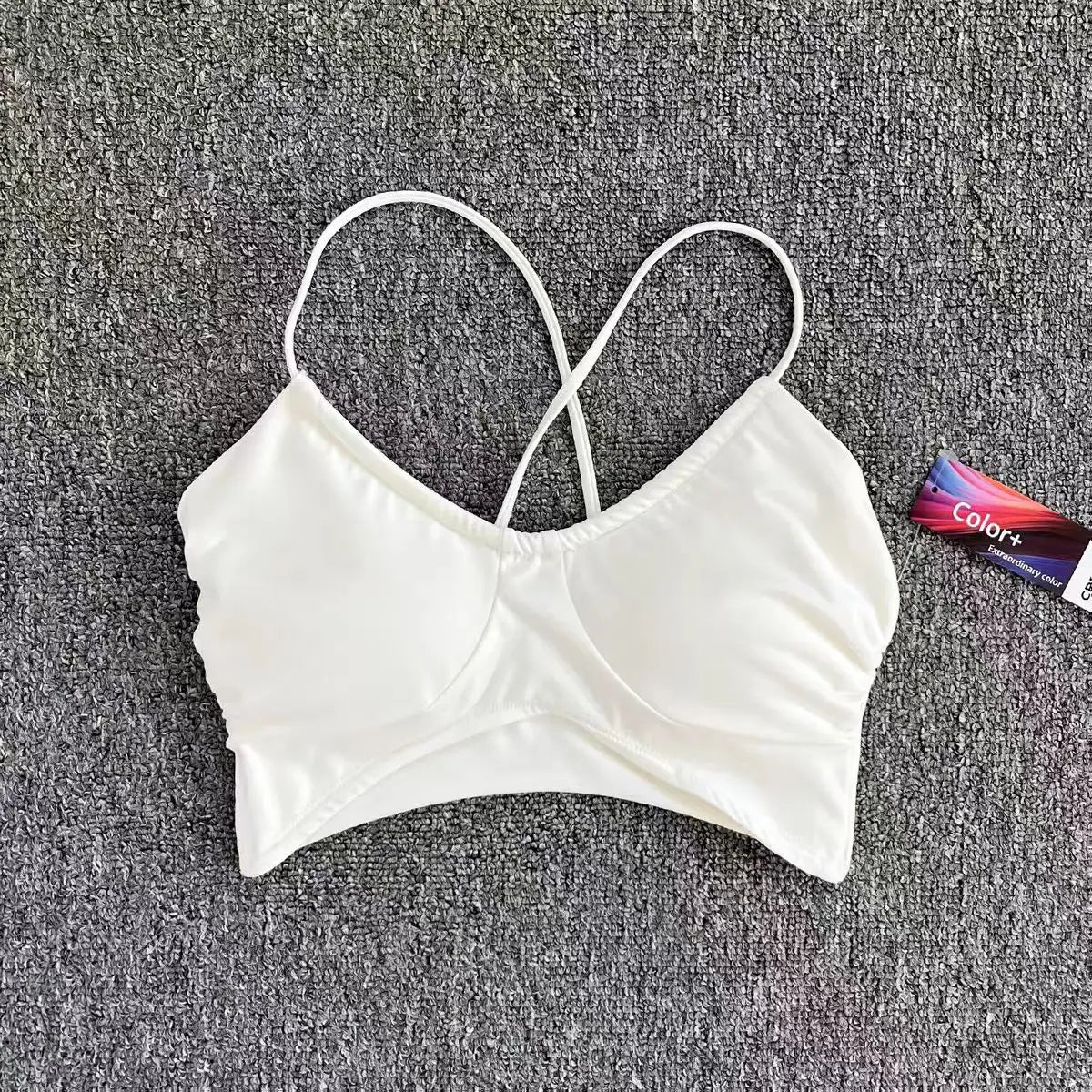 Women's Push-Up Sports Bra Cross Strap Yoga Camisole Fitness Top Breathable Beauty Back Gym Bra Print Design Sport Bras Aviola