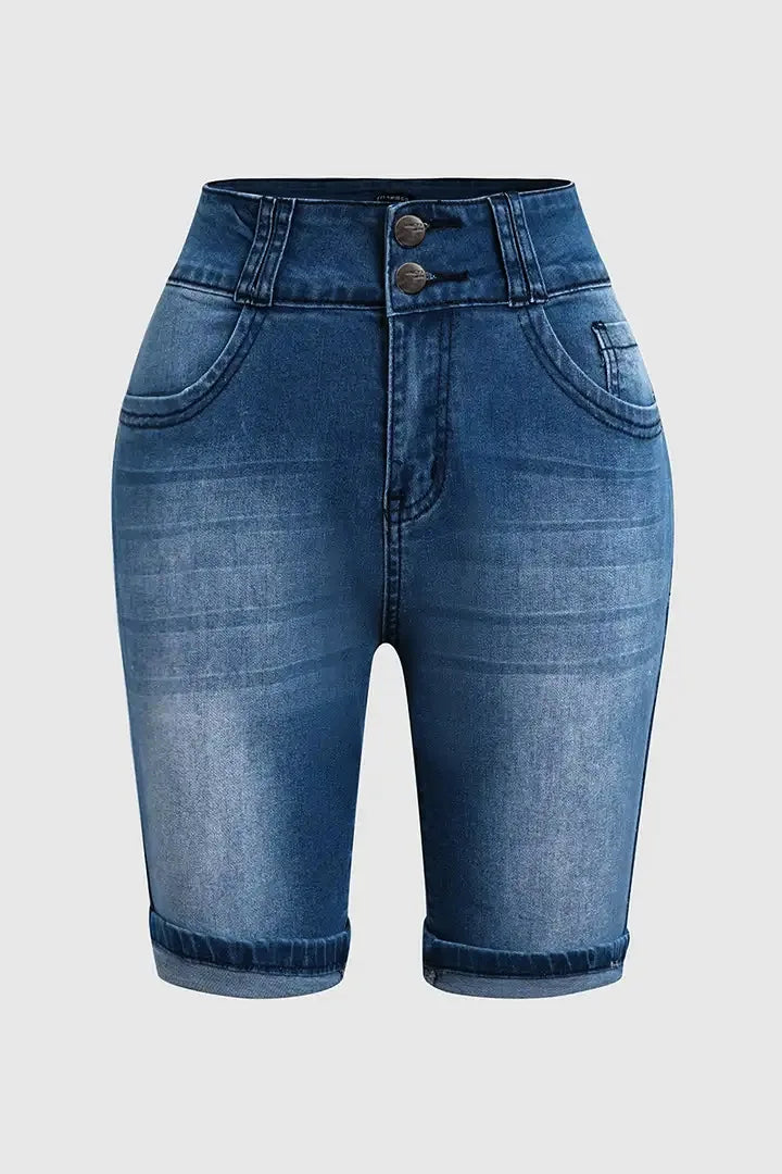 Women Jeans Sexy Sheath Shorts Washing Denim High Waist Slim Fit Zipper Fly Flat Spliced Summer Pockets Button Basics 2025 Aviola