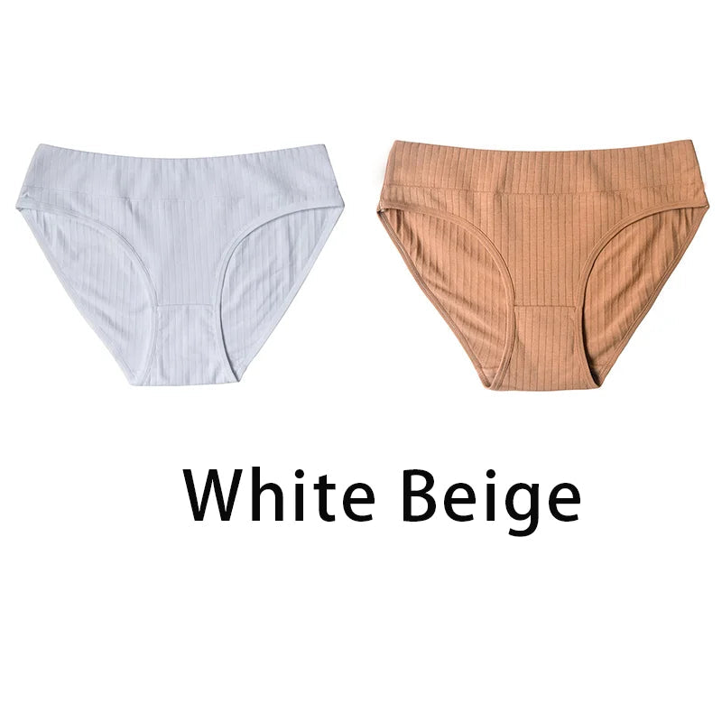 2PCS/Set Women Plus Size Seamless Cotton Panties Daily Underwear Sexy Female Rib Underpants Girls Comfort Briefs Lingerie 835 Aviola