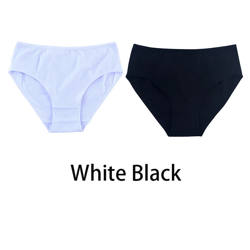 2PCS/Set Women Sexy 95% Cotton Panties Plus Size Underwear Female Underpants Girls Soft Briefs Comfort Lingerie Aviola