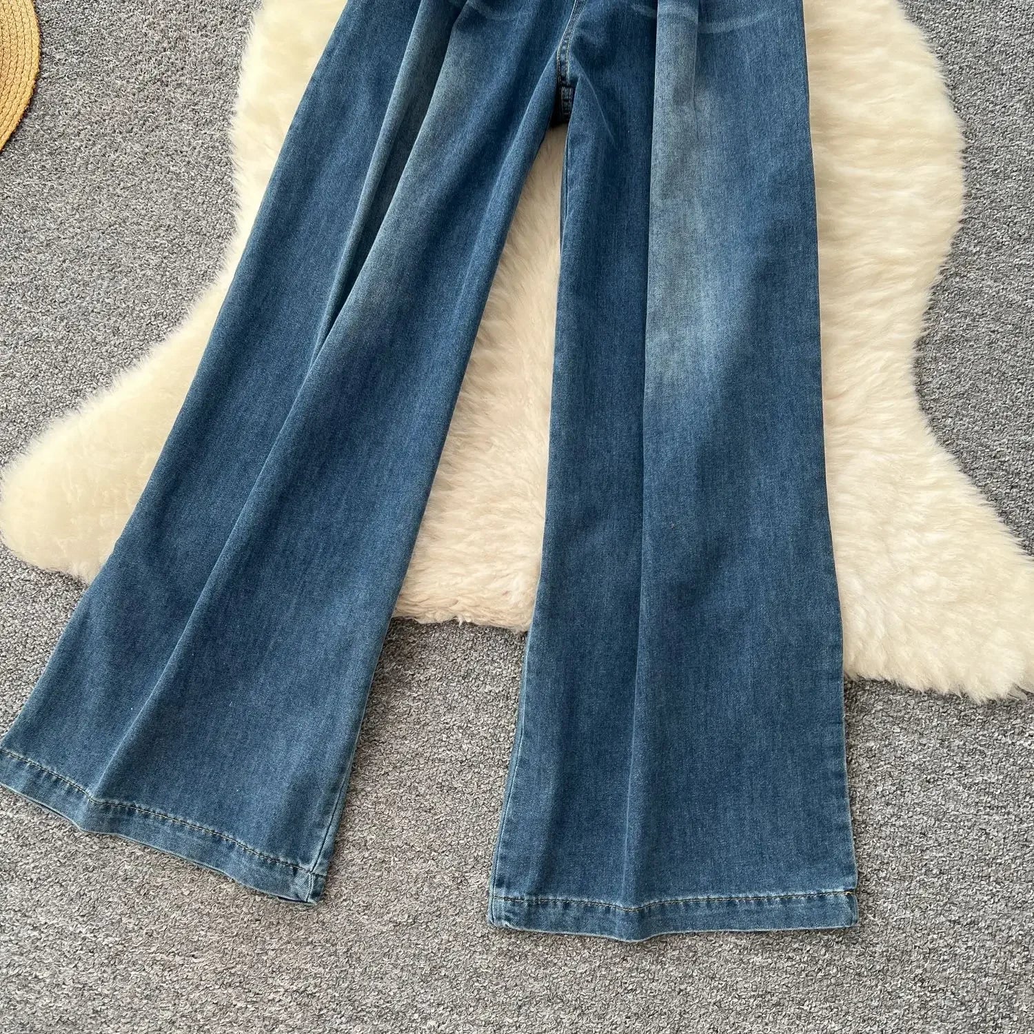 Denim Jumpsuits Women One Piece Wide Leg Pants Washed Distressed Sleeveless Pockets 2025 Streetwear High Waist Jeans Trousers Aviola