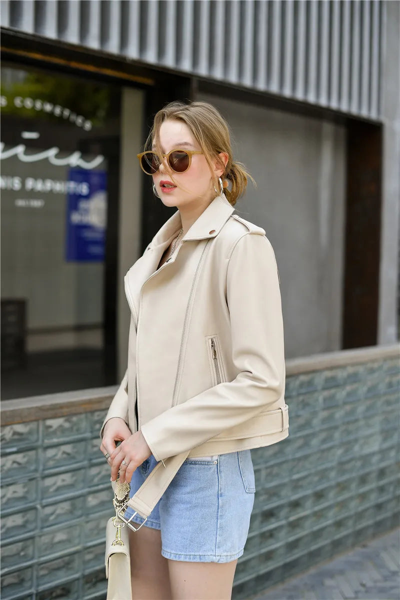 RARF Spring and Autumn 2024 The new belt detachable epaulet motorcycle jacket leather jacket Aviola