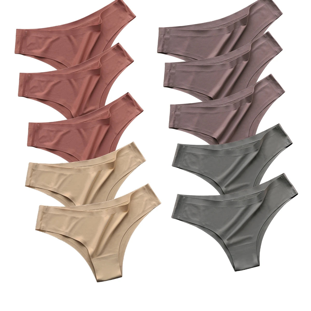 10Pcs/Set Seamless Panties Women Ice Silk Underwear Sexy Sports Briefs Low Waist Panties Female Soft Ultra-thin Lingerie Aviola