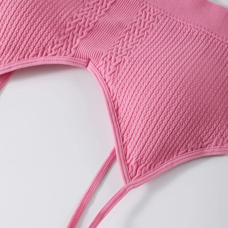 Women Bra Low Waist Briefs Set Seamless Sports Bras Non-wire Bralette Sexy Lingerie Set Female Comfort Ribbed Underwear Set Aviola