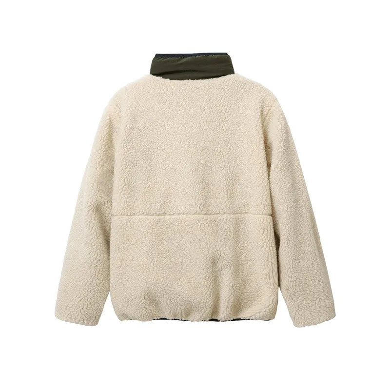 RARF 2024 men's new stand-up collar splicing grab fleece jacket jacket men's thickened hooded top can do couples Aviola