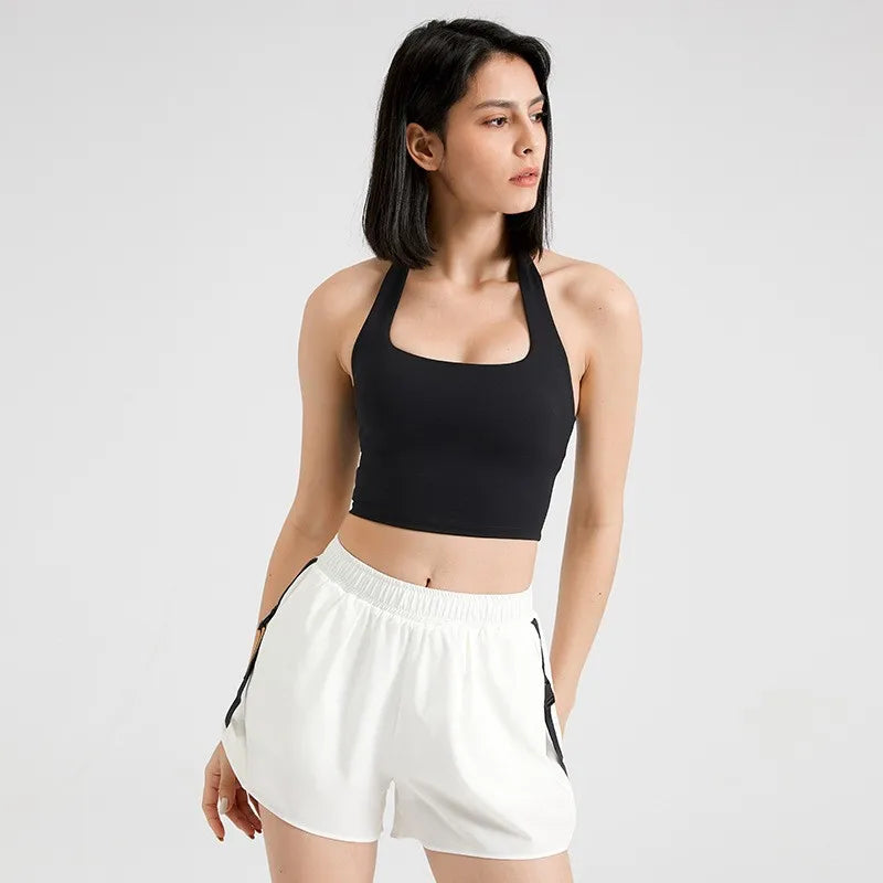 Women's Sport Bra Sexy Halter Padded Yoga Camisole Backless Gym Crop Top Fitness Bra Breathable Workout Sports Bras Aviola