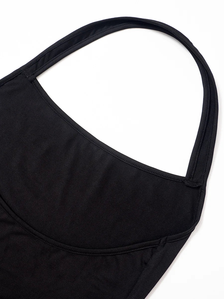 Y2K summer new solid color backless hollow hanging neck sexy spicy girl tight fitting dress Aviola