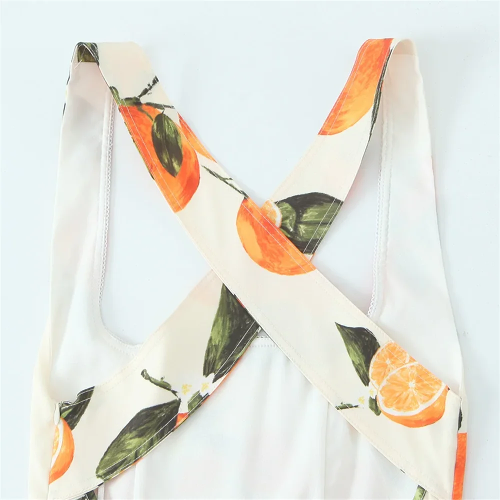 BM&MD&ZA2025cross-back design fruit print square collar simple casual suspender skirt summer new women's dress Aviola
