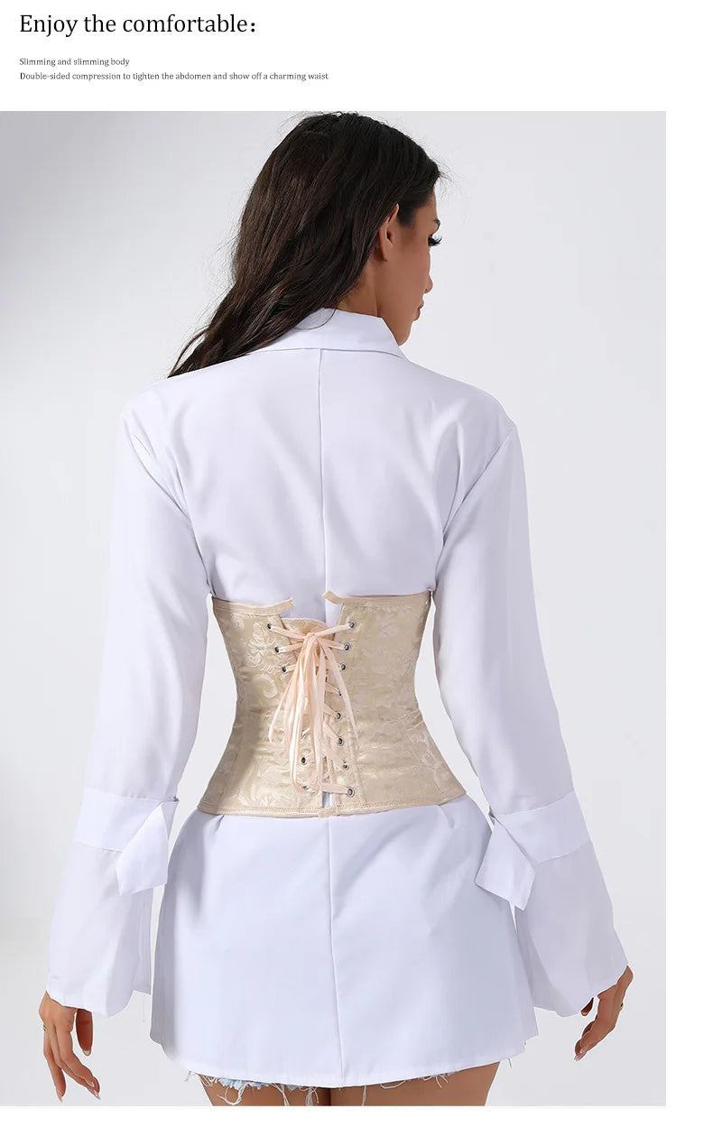 European Style Corset Shapewear Women with 3-Row Buckles Waist Trainer Bodice Slimming Bust Lifter Tight Fit Fashion Shaping Top Aviola